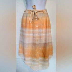 🌺BUNDLE ONLY🌺CATO LADIES SUNSET ORANGE AND WHITE BUTTON DOWN SKIRT